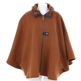 Louis Vuitton Women's Hooded Cape with Monogram Interior Wool Blend