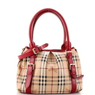 Burberry Northfield Convertible Tote Haymarket Coated Canvas Small