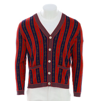 Gucci Men's Horsebit Chain Cardigan Cotton and Wool Blend