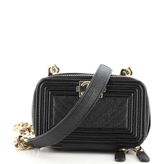 Chanel Boy Clutch with Chain Quilted Caviar
