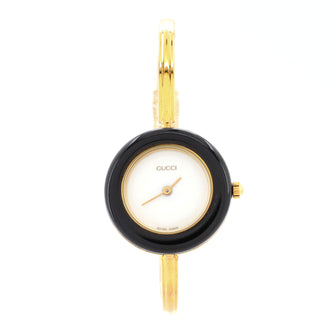 Gucci 1100 Interchangeable Bezel Bangle Quartz Watch Plated Metal with Plastic 26