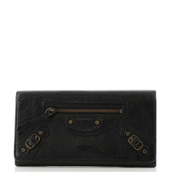 Balenciaga Classic Metallic Edge Money Flap Wallet Leather