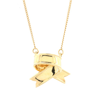 Tiffany & Co. Ribbon Bow Pendant Necklace 18K Yellow Gold
