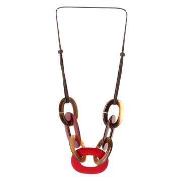 Hermes Karamba Necklace Lacquered Buffalo Horn and Waxed Cotton