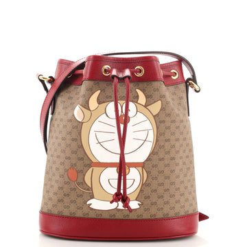 Gucci Doraemon Bucket Bag Printed Mini GG Coated Canvas Small