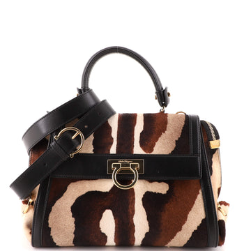 Salvatore Ferragamo Sofia Satchel Printed Pony Hair Medium
