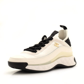 Chanel Women's CC Cap Toe Logo Sneakers Leather and Mixed Fibers