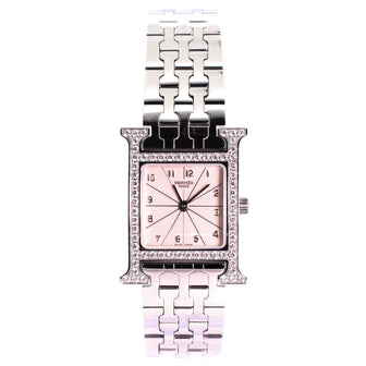 Hermes Heure H Quartz Watch Stainless Steel with Diamond Bezel 21
