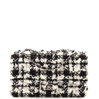 Chanel Vintage Classic Double Flap Bag Quilted Tweed with Sequins Medium