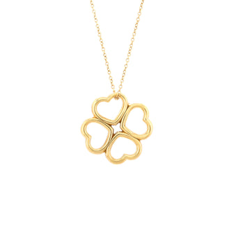 Tiffany & Co. Heart Clover Pendant Necklace 18K Yellow Gold