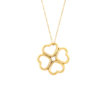 Tiffany & Co. Heart Clover Pendant Necklace 18K Yellow Gold