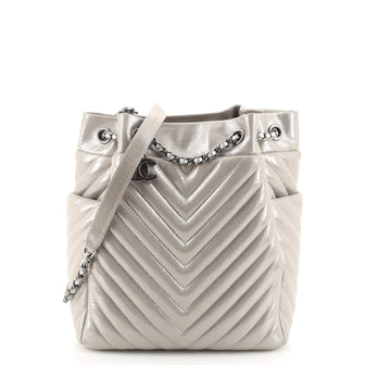 Chanel Urban Spirit Drawstring Bag Chevron Calfskin Small
