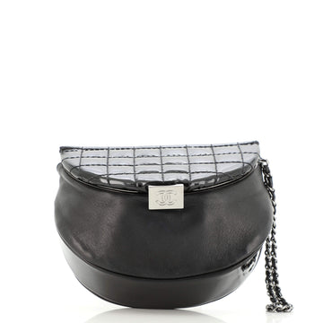 Chanel Vintage Chocolate Crescent Flap Bag Quilted Patent