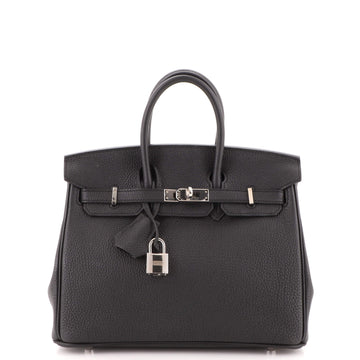 Hermes Birkin Handbag Black Togo with Palladium Hardware 25