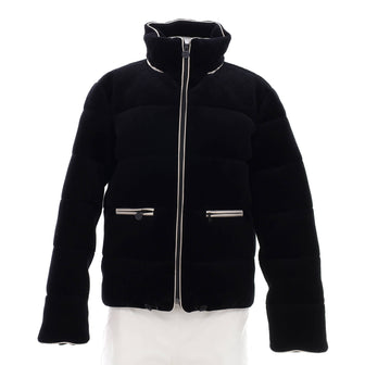 Chanel Women's Short Puffer Jacket Quilted Velvet with Down