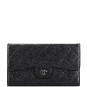 Chanel L-Flap Wallet Quilted Caviar Long