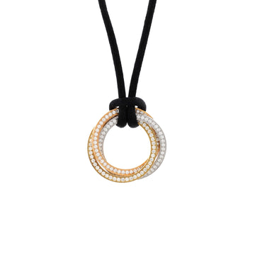 Cartier Trinity Pendant Necklace 18K Tricolor Gold with Full Diamonds and Cord