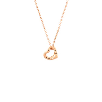 Tiffany & Co. Elsa Peretti Open Heart Pendant Necklace 18K Rose Gold 7mm