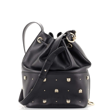 Salvatore Ferragamo City Bucket Bag Studded Leather Medium