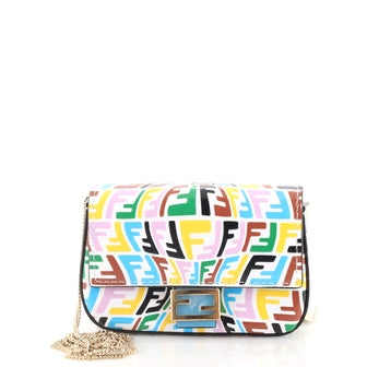 Fendi Chain Baguette Charm Bag Vertigo Zucca Leather Nano
