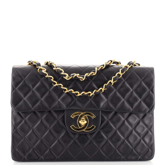 Chanel Vintage Classic Single Flap Bag Quilted Lambskin Maxi
