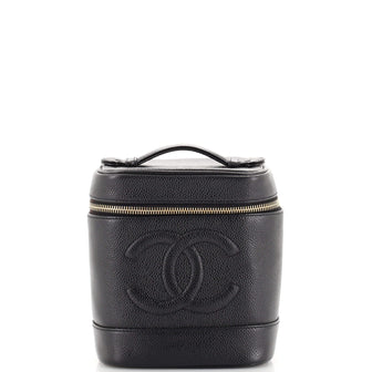 Chanel Vintage Timeless Cosmetic Case Caviar Tall