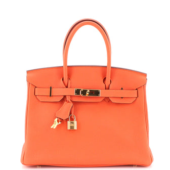 Hermes Birkin Handbag Orange Togo with Gold Hardware 30