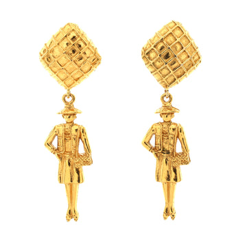 Chanel Vintage Madame Coco Chanel Dangling Clip-On Earrings Metal