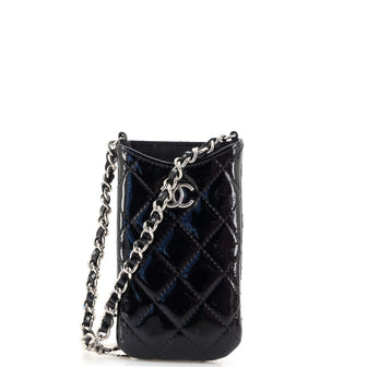 Chanel CC Chain Phone Holder Quilted Patent