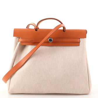 Hermes Herbag Toile and Leather MM