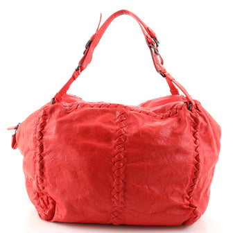 Bottega Veneta Belted Zip Shoulder Bag Leather with Intrecciato Detail Large