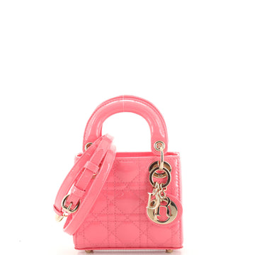 Christian Dior Lady Dior Bag Cannage Quilt Patent Micro