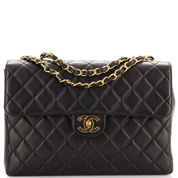 Chanel Vintage Classic Single Flap Bag Quilted Lambskin Jumbo