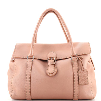 Fendi Selleria Linda Satchel Pebbled Leather Large