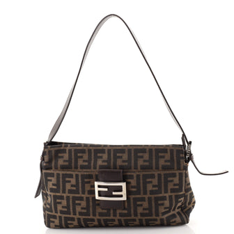 Fendi Vintage Pocket Shoulder Bag Zucca Canvas Small