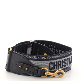 Christian Dior Logo Shoulder Strap Embroidered Canvas