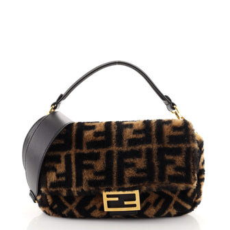 Fendi Baguette NM Bag Zucca Shearling Medium