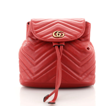 Gucci GG Marmont Drawstring Backpack Matelasse Leather Mini