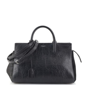 Saint Laurent Rive Gauche Cabas Crocodile Embossed Leather Small