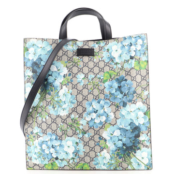 Gucci Convertible Soft Open Tote (Outlet) Blooms Print GG Coated Canvas Tall