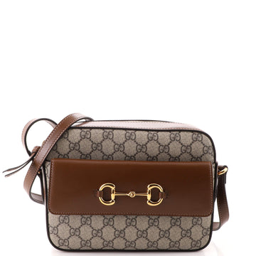 Gucci Horsebit 1955 Flap Pocket Camera Bag GG Coated Canvas Small