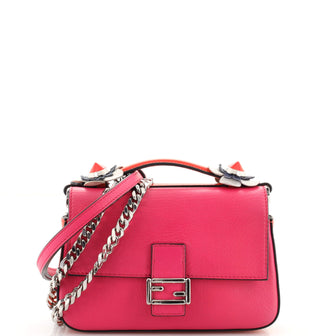 Fendi Flowerland Double Baguette Crossbody Bag Leather Micro