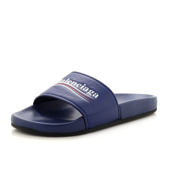 Balenciaga Men's Logo Slide Sandals Leather and Rubber