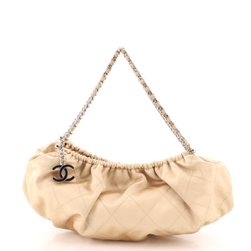 Chanel CC Charm Shoulder Bag Quilted Satin Mini
