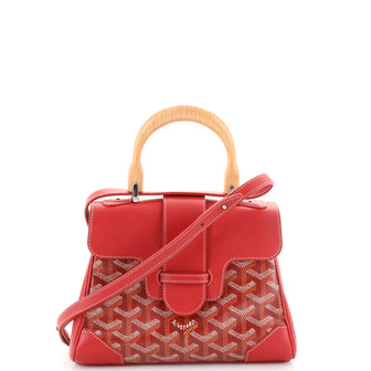 Goyard Saigon Top Handle Bag Coated Canvas with Leather Mini