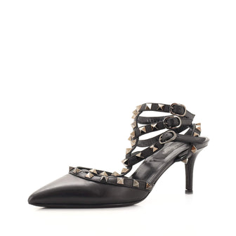 Valentino Garavani Women's Rockstud Caged Ankle Strap Pumps Leather 65