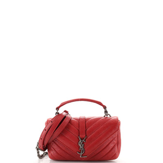 Saint Laurent Classic Monogram College Chain Wallet Matelasse Chevron Leather