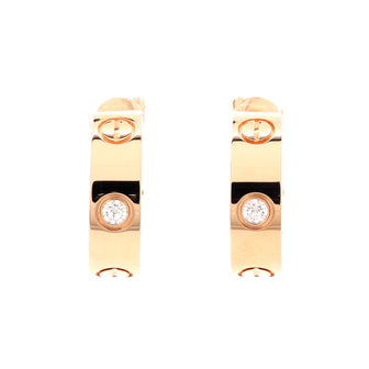 Cartier Love 2 Diamond Hoop Earrings 18K Rose Gold with Diamonds