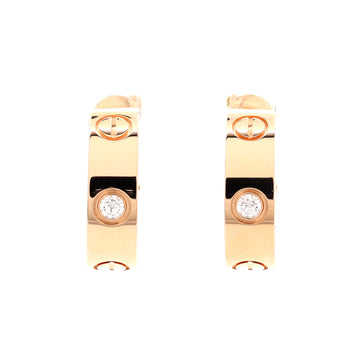 Cartier Love 2 Diamond Hoop Earrings 18K Rose Gold with Diamonds