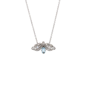 Tiffany & Co. Paper Flowers Firefly Pendant Necklace Platinum with Diamonds and Aquamarine Small